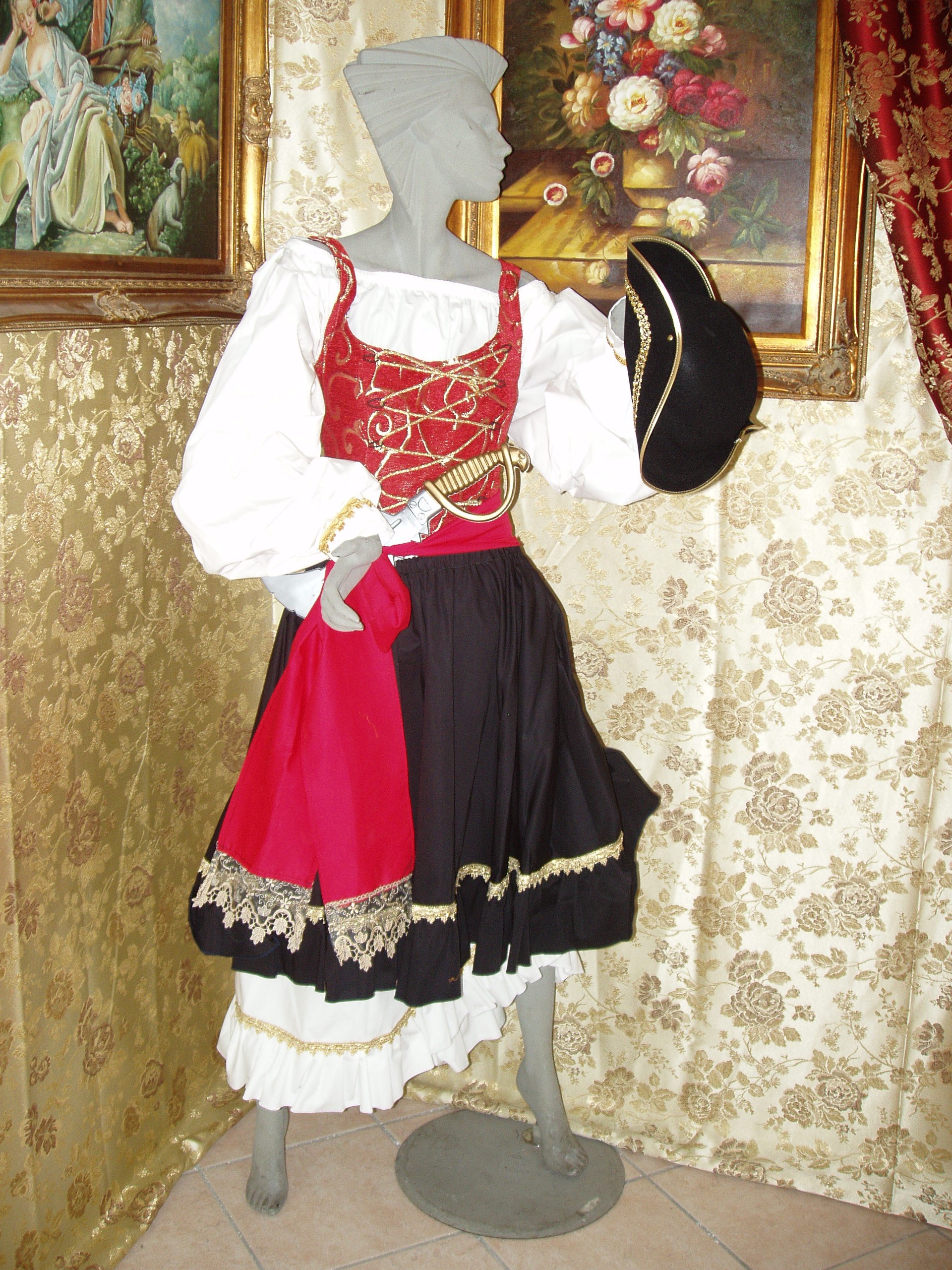 Costume Carnevale Pirata Donna Piratessa Corsara Vestito